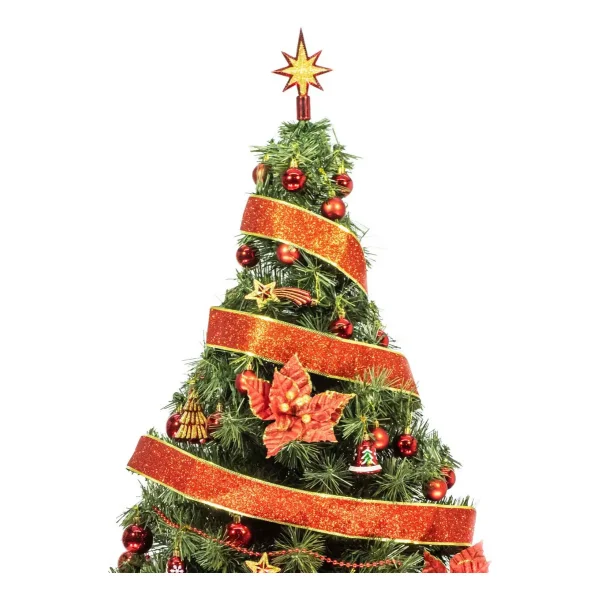 Arbol de Navidad Tronador De Lujo Verde 1,50mts Kit 40 Rojo Deco