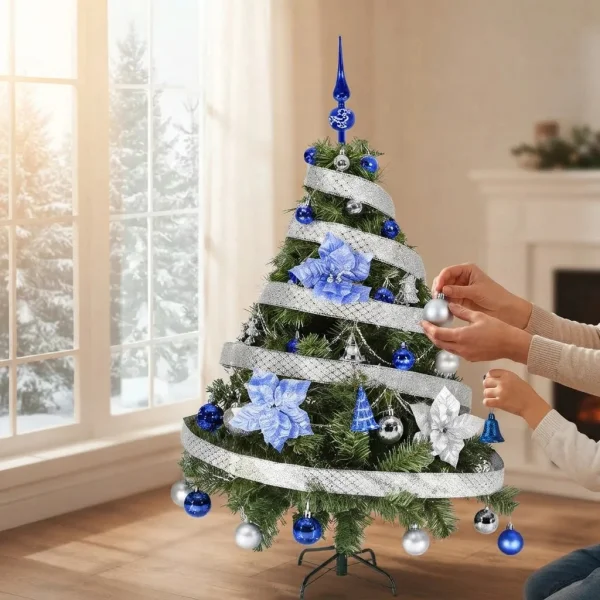  Arbol De Navidad Tronador Lujo 1,20mts Con Adornos Kit X30