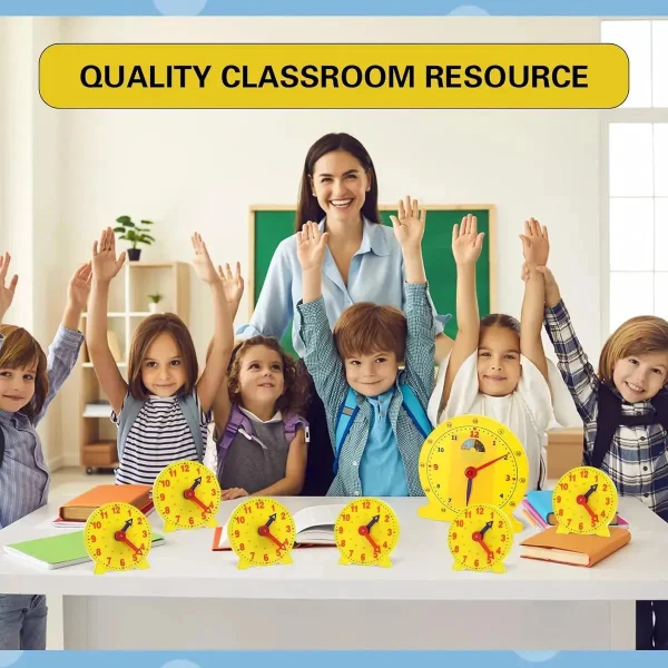 Reloj Didáctico Infantil Aprende Hora Día Noche Manecillas Amarillo 26cm