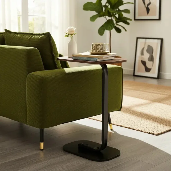 Mesa Auxiliar Arrime Moderna Apoyo Sofa Sillón Mesa 60cm Marrón