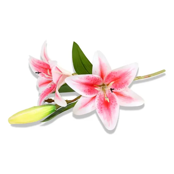Ramo De Flores Lirios Artificiales Lilium Toque Real 36cm Naranja