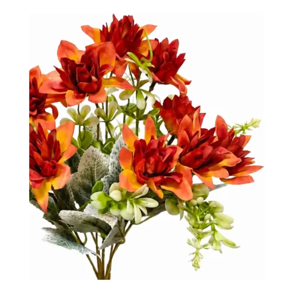 Ramo De Flores Artificiales Dalia 30cm Deco Hogar Pack X3 Blanco