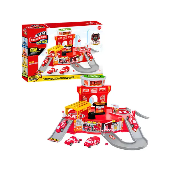 Pista De Autos Estacion De Bomberos Juguete Con Accesorios Color Rojo