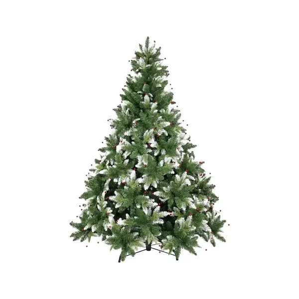 Arbol De Navidad Pino Natural Nevado Con Berry 1.50mts Color Verde