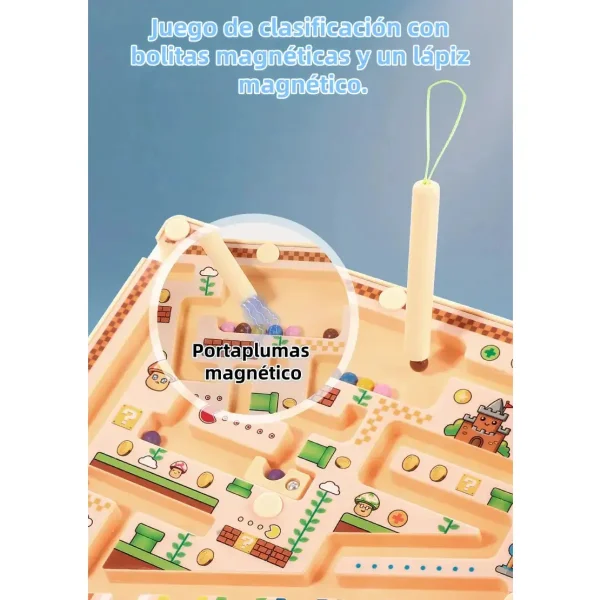 Juego Magnetico Laberinto Bolitas Lapiz Colores Niños Beige