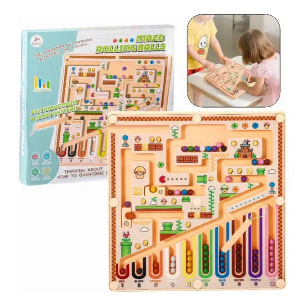 Juego Magnetico Laberinto Bolitas Lapiz Colores Niños Beige