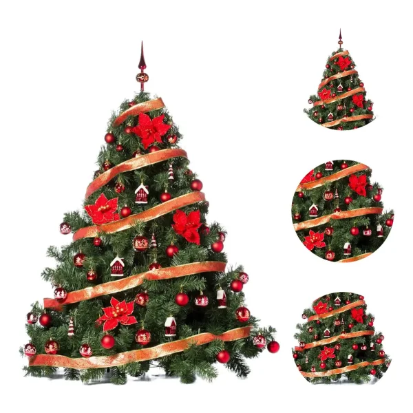 Arbol de Navidad Verde Patagonia 1,30mts Deco Rojo