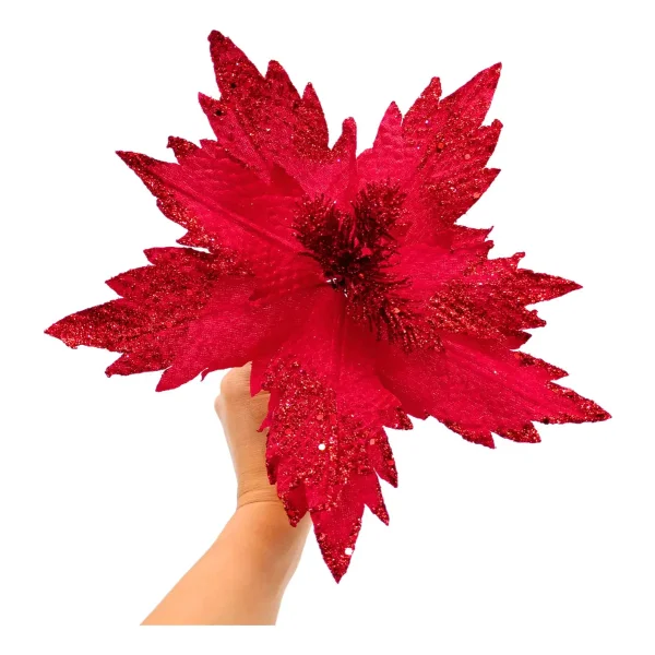 Flor 25cm Azul Arbol De Navidad Adornos Decoración X4u  Azul
