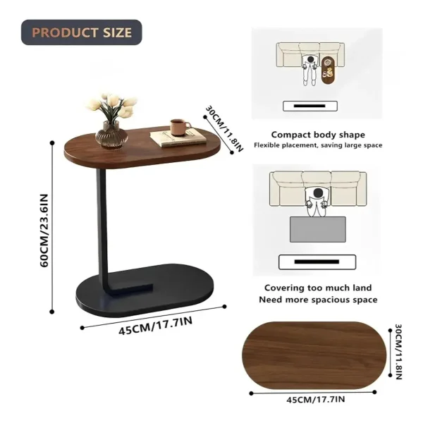 Mesa Auxiliar Arrime Moderna Apoyo Sofa Sillón Mesa 60cm Marrón