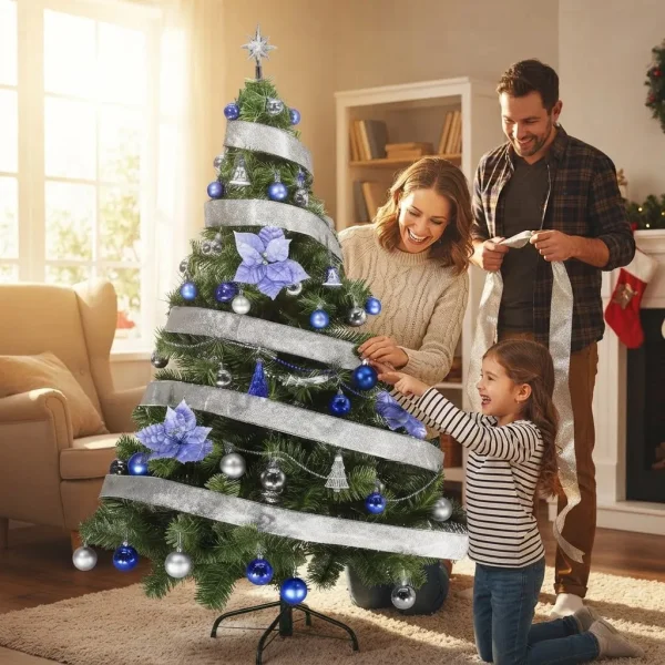Arbol de Navidad Tronador Verde 1,50mts Azul Plata X40