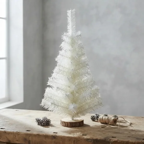 Arbolito Navidad Mini 60cm Con Base De Tronco Natural