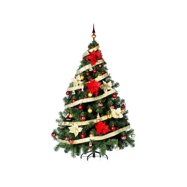 Arbolito Navidad Montañes Deluxe 1.80mts + Deco Rojo Oro