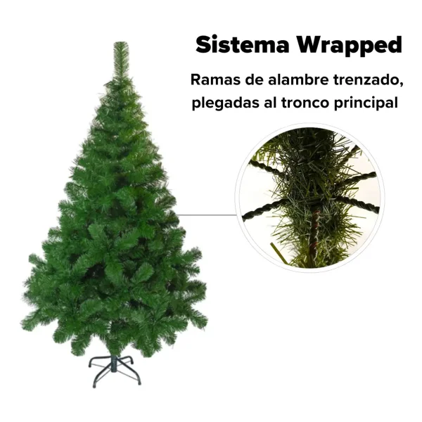 Arbol de Navidad Tronador Verde 1,50mts + Kit 40 Rojo Plata