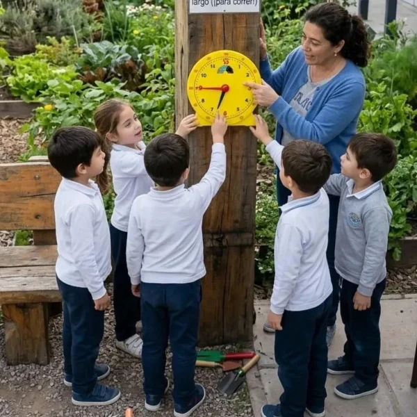 Reloj Didáctico Infantil Aprende Hora Día Noche Manecillas Amarillo 26cm