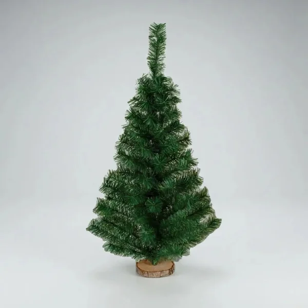 Arbolito De Navidad Mini 0,80mts Con Base De Tronco Natural Verde