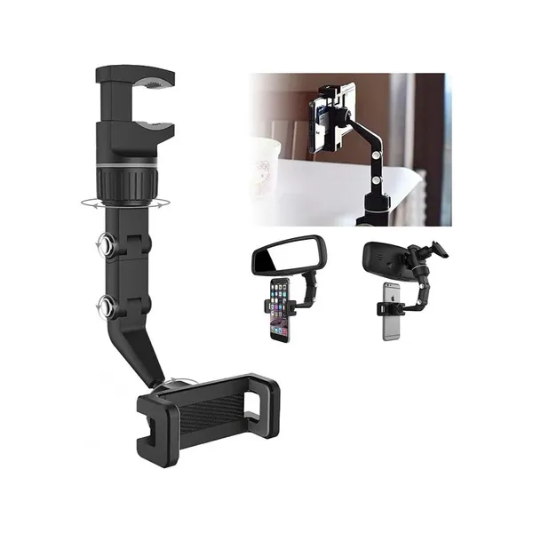 Soporte Celular Espejo Retrovisor Auto Giratorio 360° Expreso Polar Negro