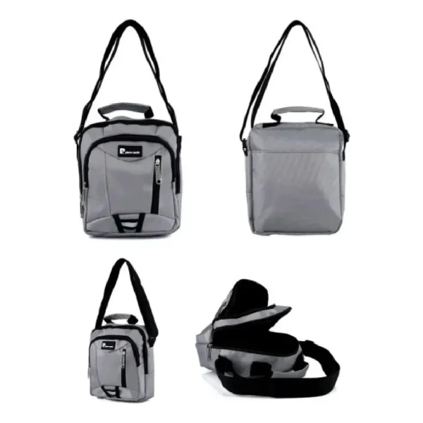 Morral Hombre Bandolera Organizador Bolsito Casual Urbana Gris Lisa