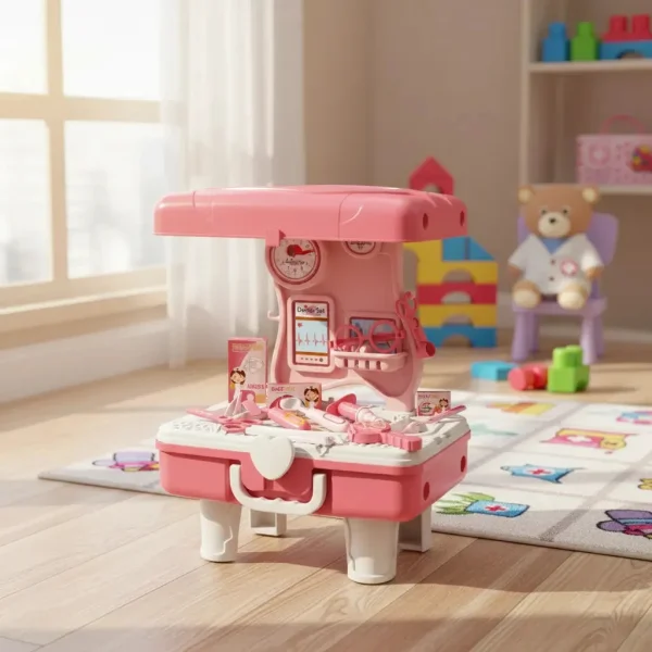 Valija Maletín Doctor Infantil Con Ruedas Set Juego De Rol Rosa