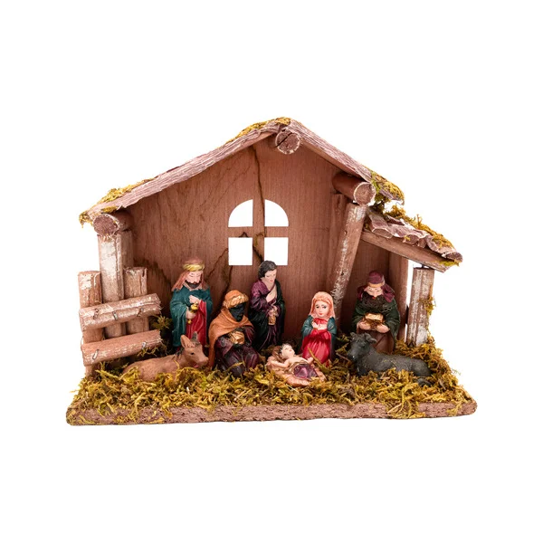 Pesebre Navideño Expreso Polar 8 Figuras Cerámica Madera 20x15.5x7cm
