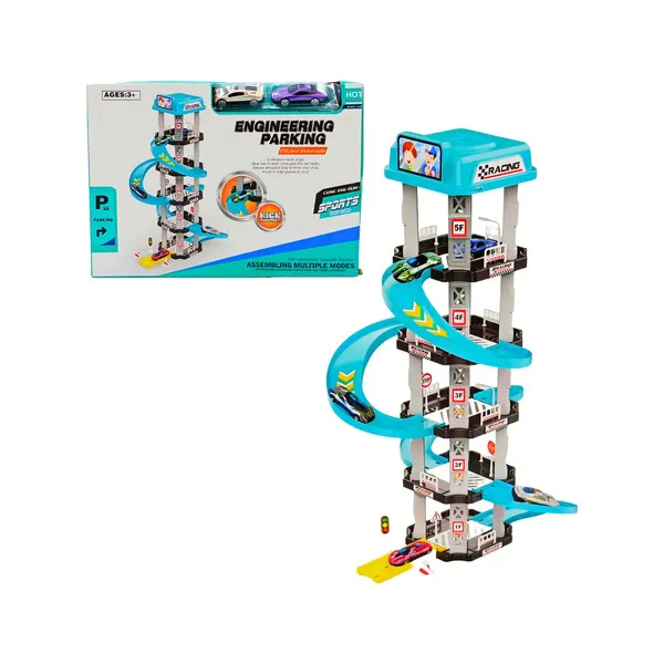 Pista Estacionamiento Autos Juguete Garage 5 Niveles Pisos Color Celeste