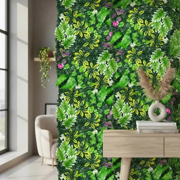 Jardín Vertical Artificial Flores Decoración Verde 40x60cm Verde