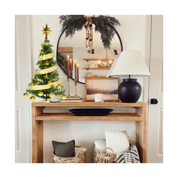 Árbol Navidad Fabesa 80cm Verde Mini Pino Deco Incluye 30 Adornos Oro