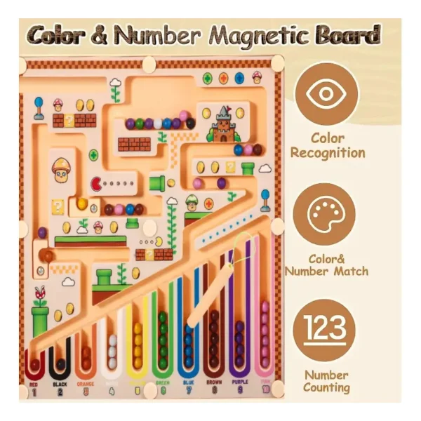 Juego Magnetico Laberinto Bolitas Lapiz Colores Niños Beige