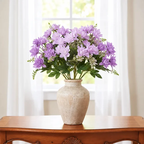 Ramo De Flores Artificiales Dalia 30cm Deco Hogar Pack X6 Lila