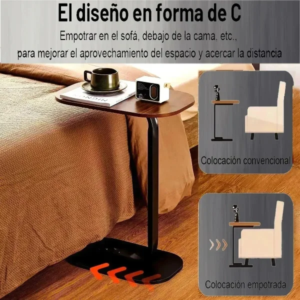 Mesa Auxiliar Arrime Moderna Apoyo Sofa Sillón Mesa 60cm Marrón