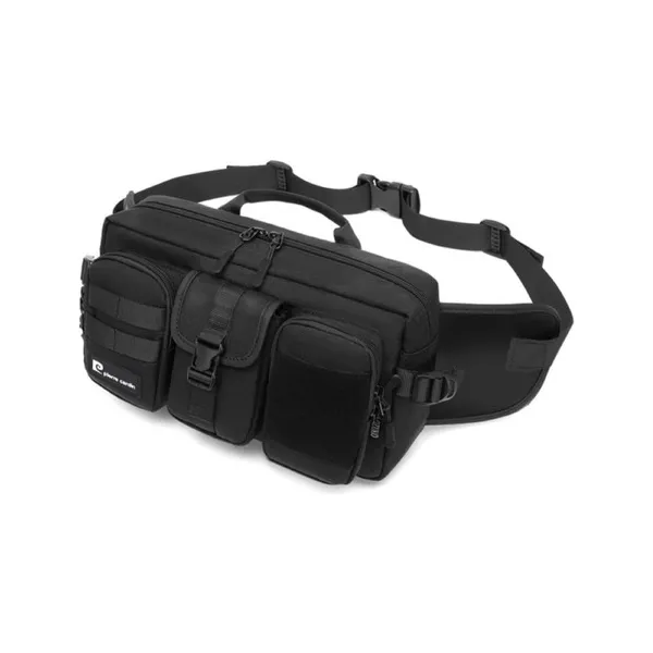 Riñonera Tactica Grande Ajustable Sistema Molle Bolsillos Color Negro