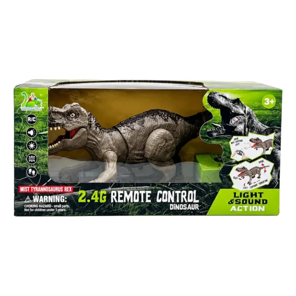 Dinosaurio T-rex Recargable Control Remoto Spray Luz Sonido Dinosaurio Marrón