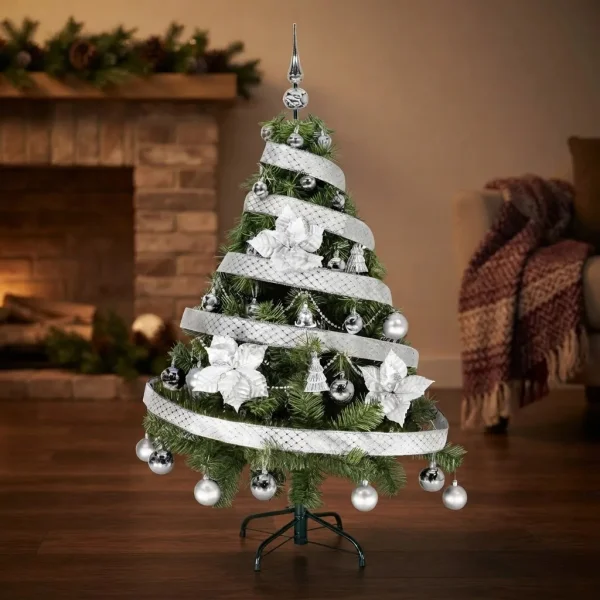  Arbol De Navidad Tronador Lujo 1,20mts Con Adornos Kit X30