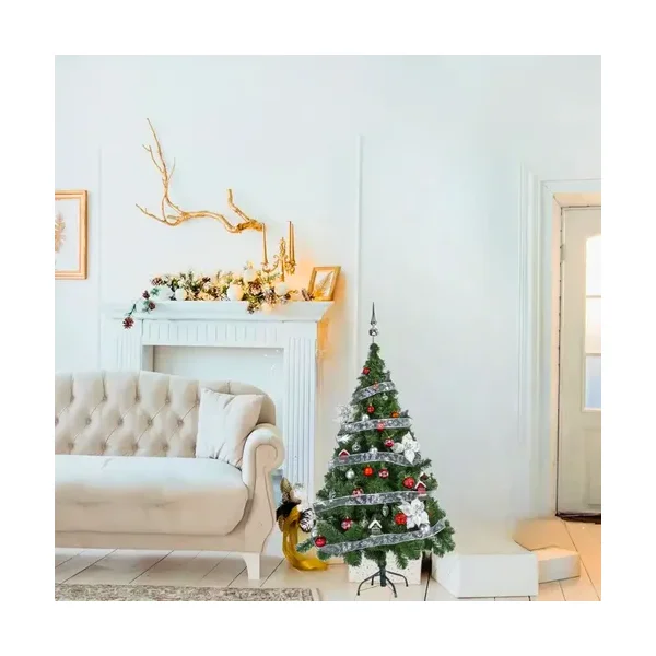 Arbol de Navidad Tronador Verde 1,50mts + Kit 40 Rojo Plata