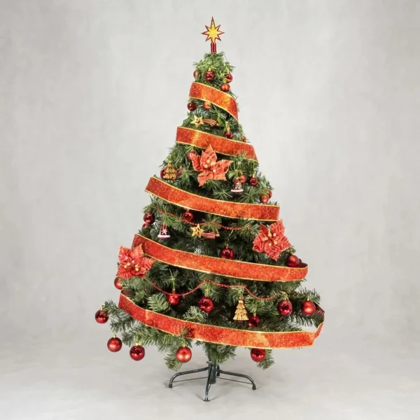 Arbol de Navidad Tronador De Lujo Verde 1,50mts Kit 40 Rojo Deco