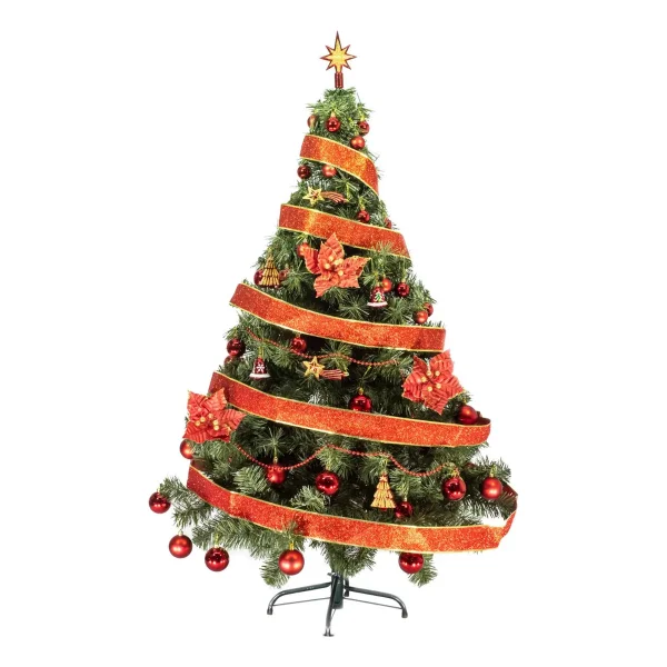 Arbol de Navidad Tronador De Lujo Verde 1,50mts Kit 40 Rojo Deco