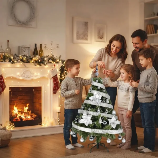  Arbol De Navidad Tronador Lujo 1,20mts Con Adornos Kit X30