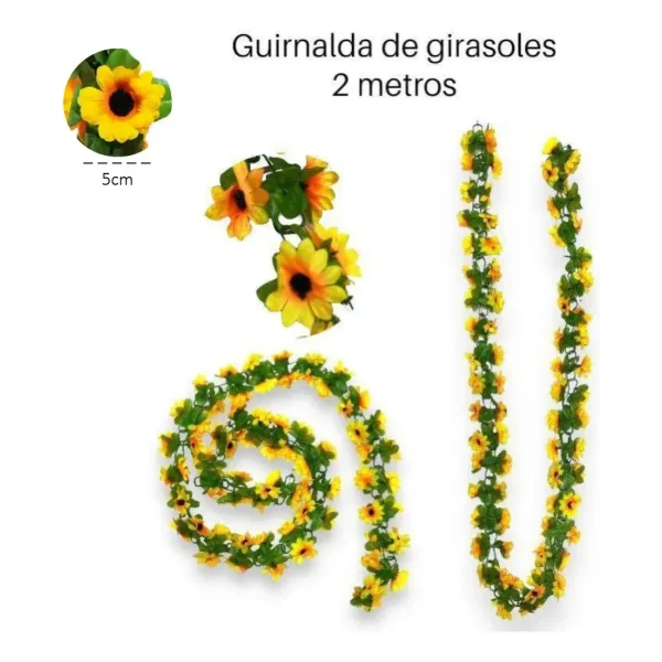 Enredadera Jardin Vertical Guirnalda Guia Mini Girasoles 2m Verde