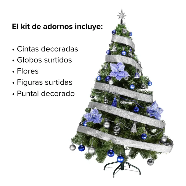 Arbol de Navidad Tronador Verde 1,50mts Azul Plata X40