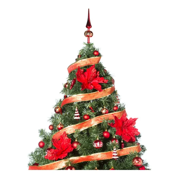 Arbol de Navidad Verde Montañes Deluxe 1,50mts + Decoracion Rojo