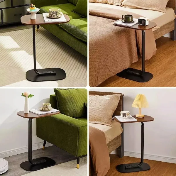 Mesa Auxiliar Arrime Moderna Apoyo Sofa Sillón Mesa 60cm Marrón