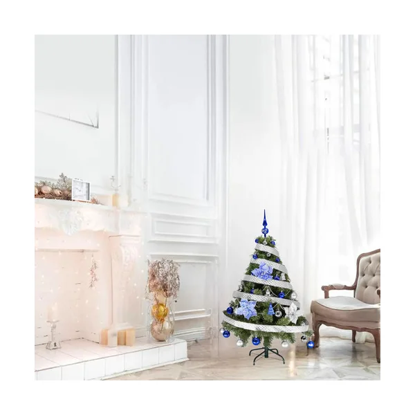 Arbol Navidad Tronador Verde 1,20 + Kit 30 Azul Plata