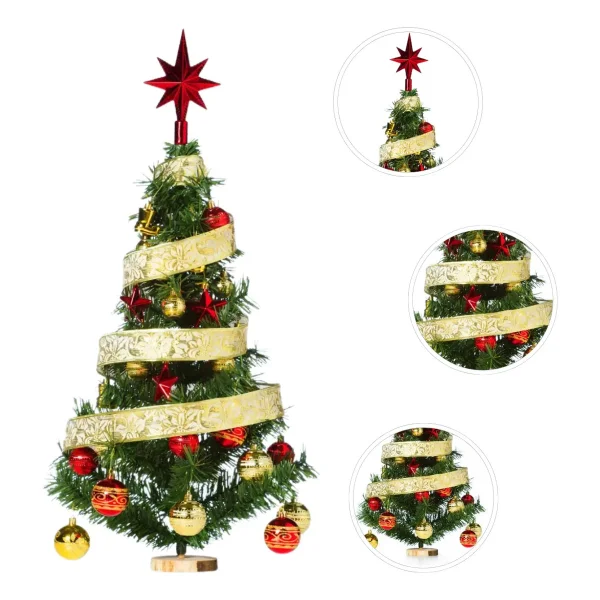 Arbolito De Navidad 80cm Con Adornos 30 Piezas Rojo Oro Rojo Y Oro
