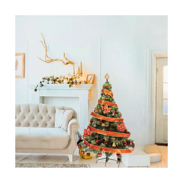 Arbolito Navidad Tronador De Lujo 1,50m Kit 40 Rojo Deco Verde