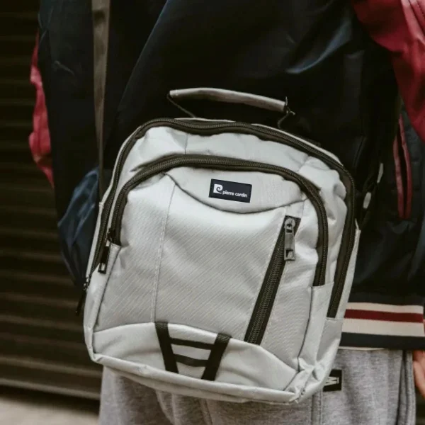 Morral Hombre Bandolera Organizador Bolsito Casual Urbana Gris Lisa