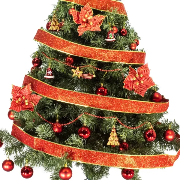 Arbol de Navidad Tronador De Lujo Verde 1,50mts Kit 40 Rojo Deco