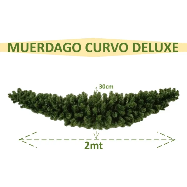 Guirnalda Muerdago Curvo Navidad 2m X30cm Deluxe X2 Unidades Verde Muerdago Curvo