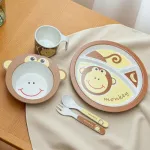 Vajilla Infantil Expreso Polar Bambú Mono 5 Piezas Marrón