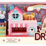 Casita De Conejos Familia Con Accesorios Juego Tobogan Color Rosa