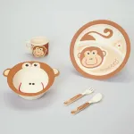 Vajilla Infantil Expreso Polar Bambú Mono 5 Piezas Marrón