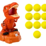 Dinosaurio Con Pistola De Lanza Dardo Pelota Juego Al Blanco Color Naranja